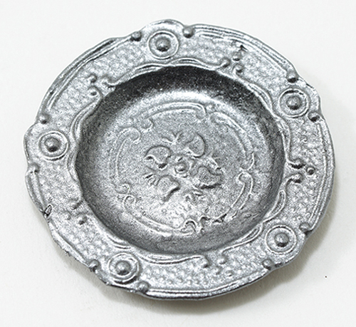 Dollhouse Miniature Pewter Plate